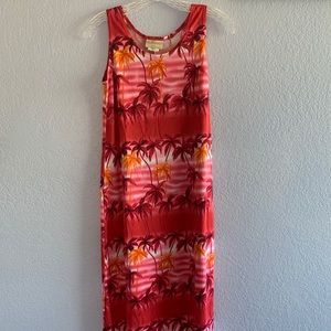 Aloha print palm tree dress